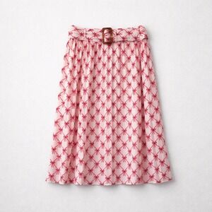 VTG Classic Concepts Pink Bows Pleated Belted Midi Skirt Large Coquette Feminine